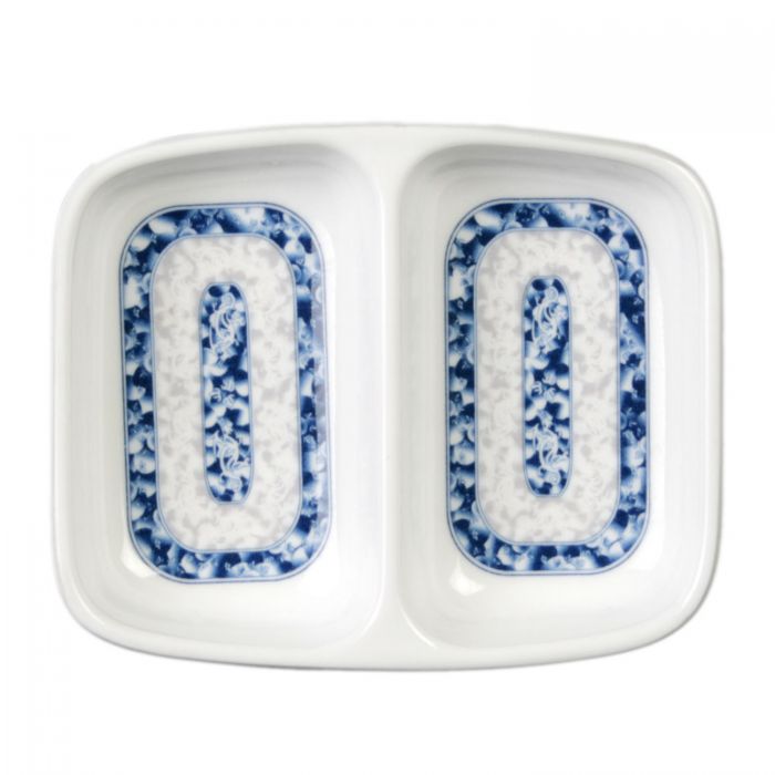 Thunder Group 1102DL, 2 OZ, 3 3/8" X 2 3/4" TWIN SAUCE DISH, BLUE DRAGON, Melamine, NSF, Case Pack of 24