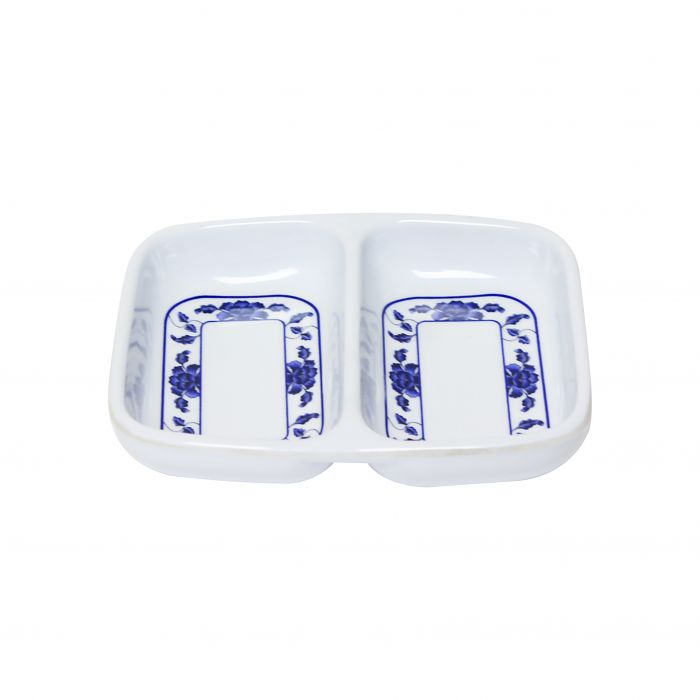 Thunder Group 1102TB, 2 OZ, 3 3/8" X 2 3/4" TWIN SAUCE DISH, LOTUS, Melamine, NSF, Case Pack of 24