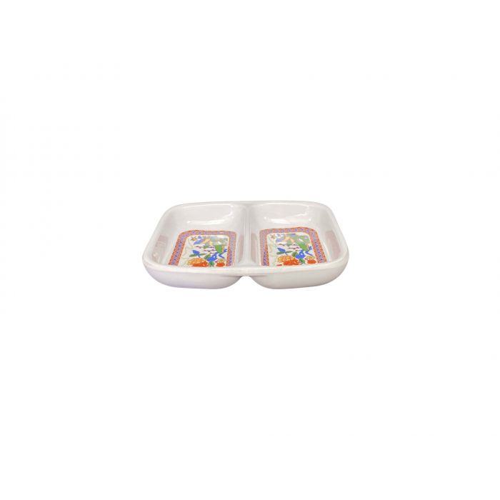 Thunder Group 1102TP, 2 OZ, 3 3/8" X 2 3/4" TWIN SAUCE DISH, PEACOCK, Melamine, NSF, Case Pack of 24