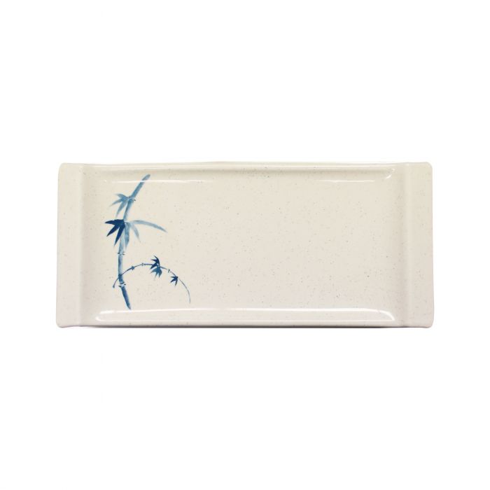 Thunder Group 1501BB, 8 1/2" X 3 3/4" VEGETABLE SERVING PLATE, BLUE BAMBOO, Melamine, NSF, Case Pack of 12