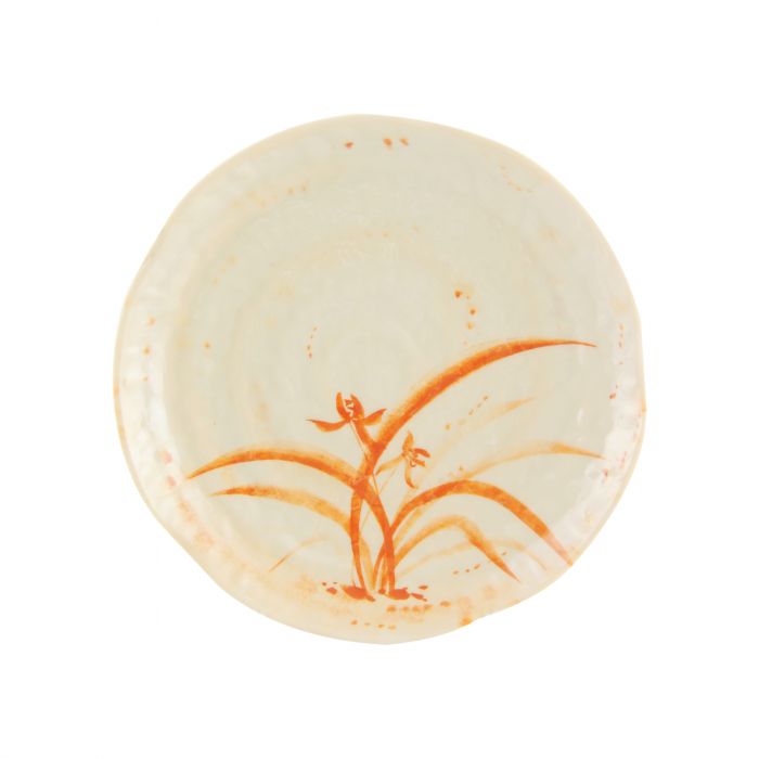 Thunder Group 1814, 14" LOTUS SHAPE PLATE, GOLD ORCHID, Melamine, NSF, Case Pack of 12