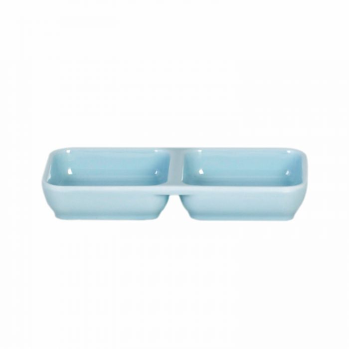 Thunder Group 1902, 4 OZ, 6" X 3" TWIN SAUCE DISH, BLUE JADE, Melamine, NSF, Case Pack of 12