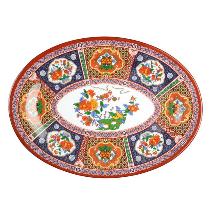 Thunder Group 2008TP, 8" X 6" PLATTER, PEACOCK, Melamine, NSF, Case Pack of 12