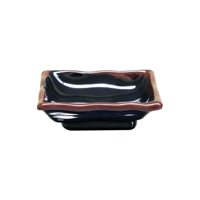 Thunder Group 2404TM, 3 OZ, 4" X 4" WAVE SQUARE SAUCE DISH, TENMOKU, Melamine, NSF, Case Pack of 12