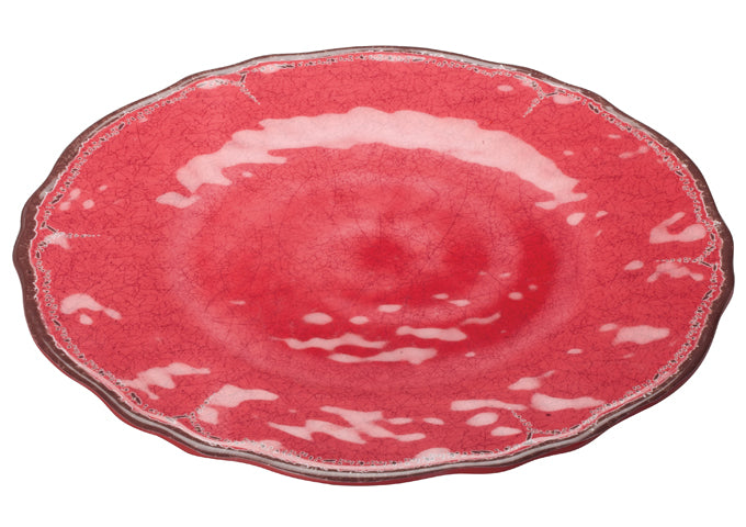 Winco WDM001-502, 11" Dia Luzia Melamine Hammered Plate, Red, 24pcs/case