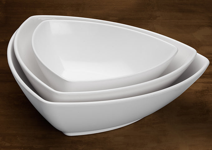 Winco WDM005-202, 8" Elista Melamine Triangular Bowl, White, 24pcs/case