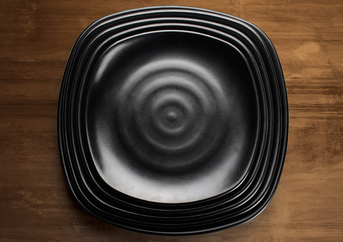 Winco WDM013-304, Rika 11-3/4" Melamine Square Plate, Black, 24pcs/case