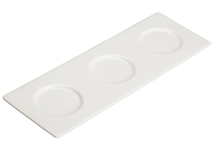 Winco WDP021-109, 13-3/4"L x 5"W Mescalore Porcelain Trio Tray, Bright White, 24 pcs/case