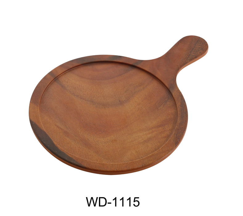 Yanco WD-1115 Wooden Tray 10.25″ ROUND TRAY WITH HANDLE, 15″ Length with handle, Melamine, Brown Color, Wood-Look, Pack of 24