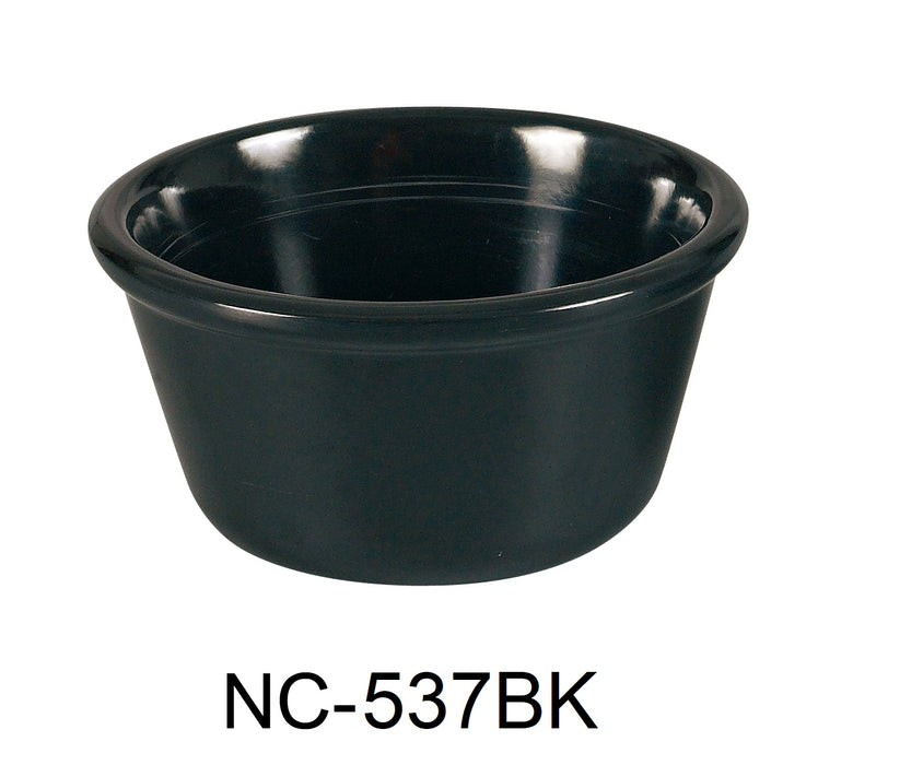 Yanco NC-537BK Smooth Ramekin, 3 oz Capacity, 1.25" Height, 3.25" Diameter, Melamine, Black Color, Pack of 72