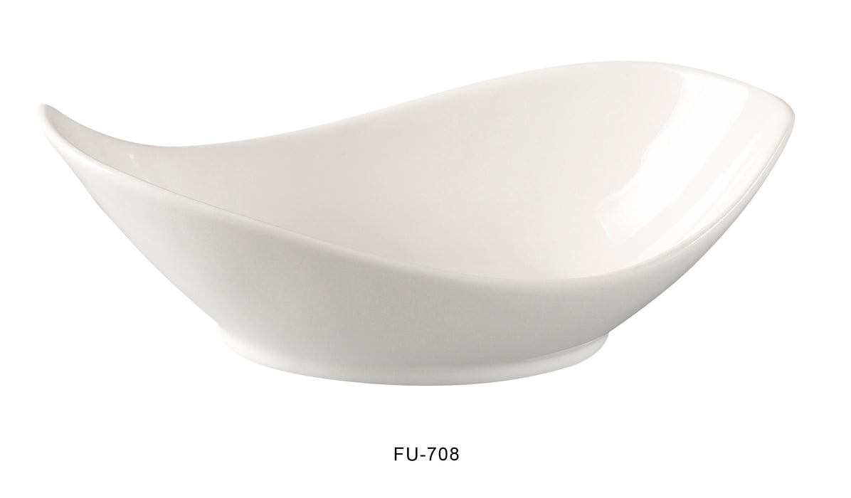 Yanco FU-708 Fuji 8″ Boat Shaped Salad Bowl, 6 oz Capacity, China, Bone White, Pack of 24