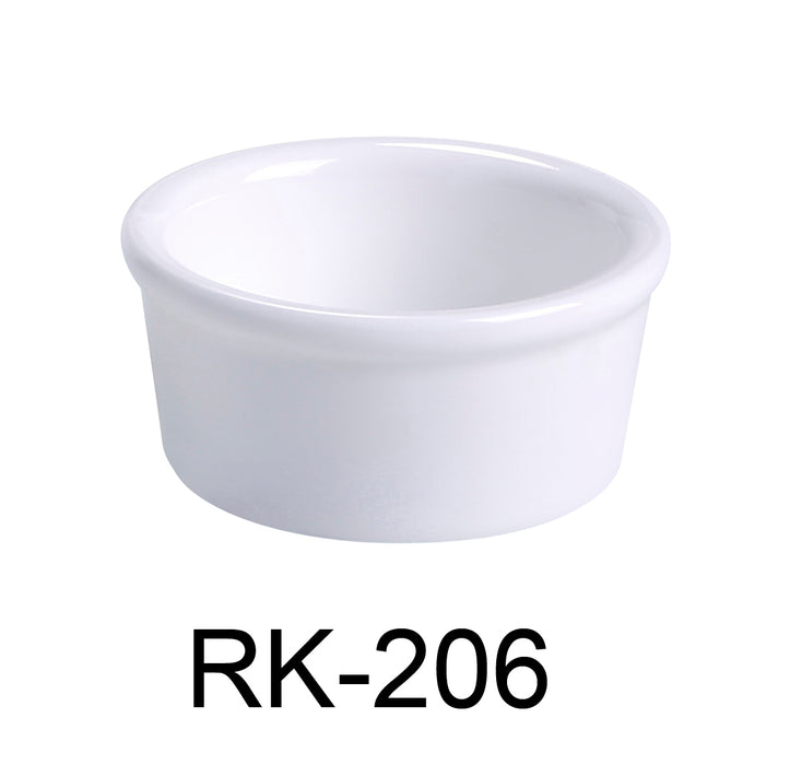 Yanco RK-206 Ramekin, Smooth, 6 oz Capacity, 3.875″ Diameter, 2″ Height, China, Super White Color, Pack of 36