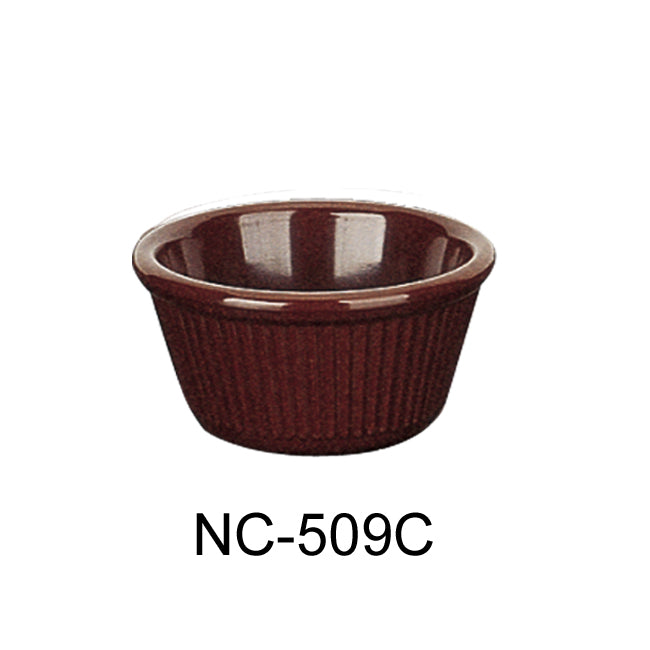 Yanco NC-509C Fluted Ramekin, 2 oz Capacity, 1.375" Height, 3" Diameter, Melamine, Chocolate Color, Pack of 72