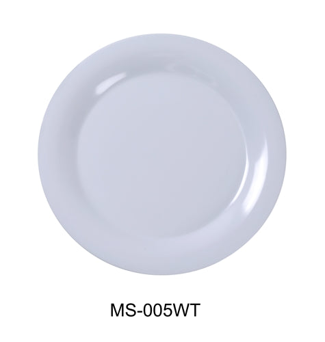 Yanco MS-005WT Mile Stone Wide Rim Round Plate, 5.5" Diameter, Melamine, White Color, Pack of 48