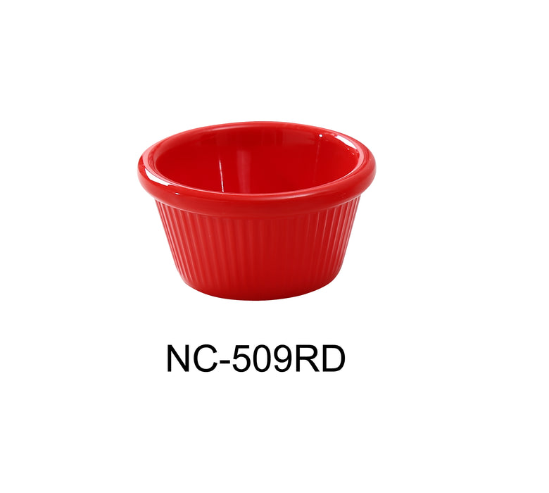 Yanco NC-509RD Accessories 2 OZ FLUTED RAMEKIN, 3" Diameter, 1.375" Height, Melamine, Red Color, Pack of 72