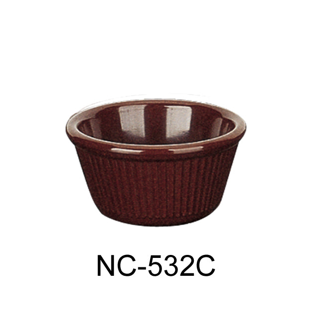 Yanco NC-532C Fluted Ramekin, 4 oz Capacity, 1.5" Height, 3.375" Diameter, Melamine, Chocolate Color, Pack of 72