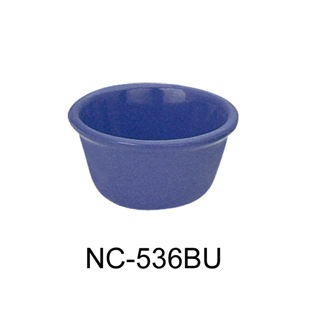 Yanco NC-536BU Mile Stone Smooth Ramekin, 2 OZ Capacity, 1.25" Height, 2.75" Diameter, Melamine, Blue Color, Pack of 72