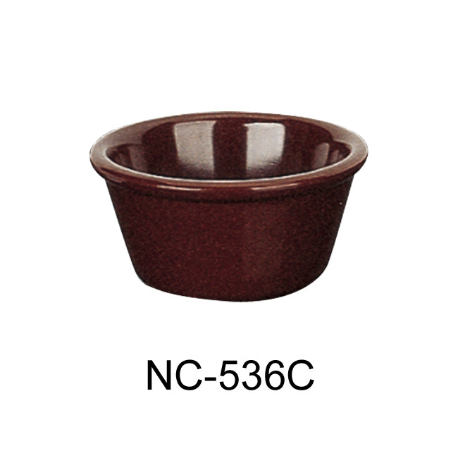 Yanco NC-536C Smooth Ramekin, 2 oz Capacity, 1.25" Height, 2.75" Diameter, Melamine, Chocolate Color, Pack of 72