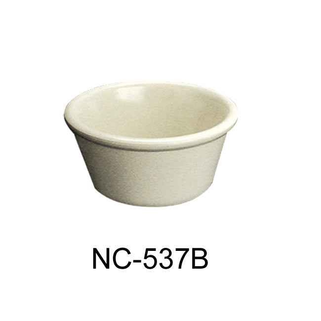 Yanco NC-537B Smooth Ramekin, 3 oz Capacity, 1.5" Height, 3.25" Diameter, Melamine, Bone White Color, Pack of 72