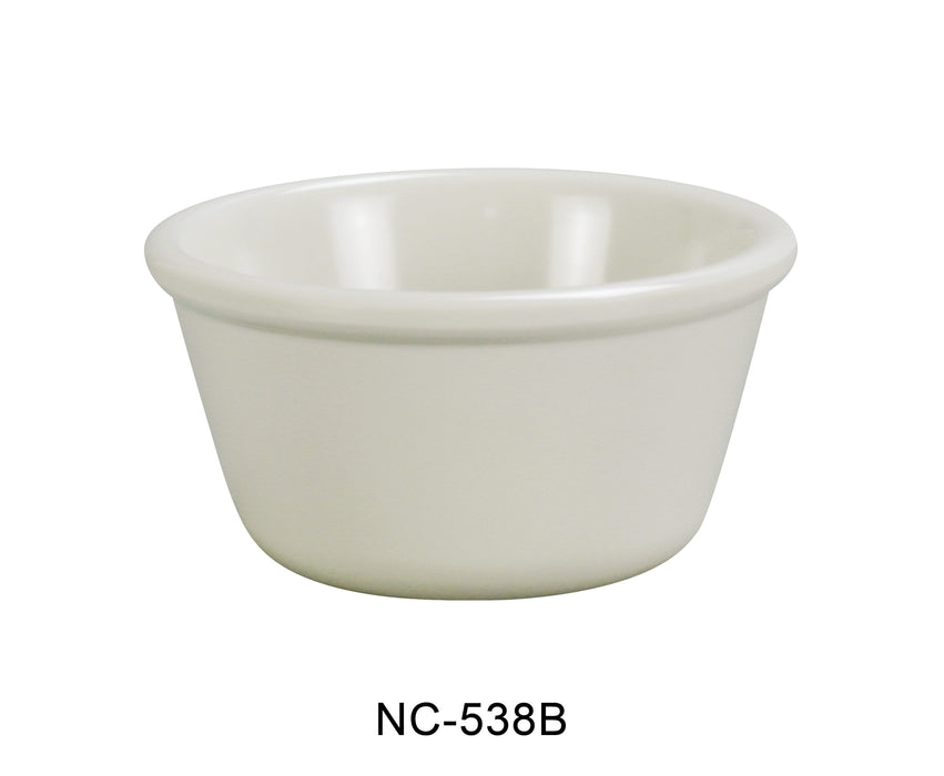 Yanco NC-538B Mile Stone Smooth Ramekin, 4 OZ Capacity, 2.5" Height, 3.25" Diameter, Melamine, Ivory Color, Pack of 72