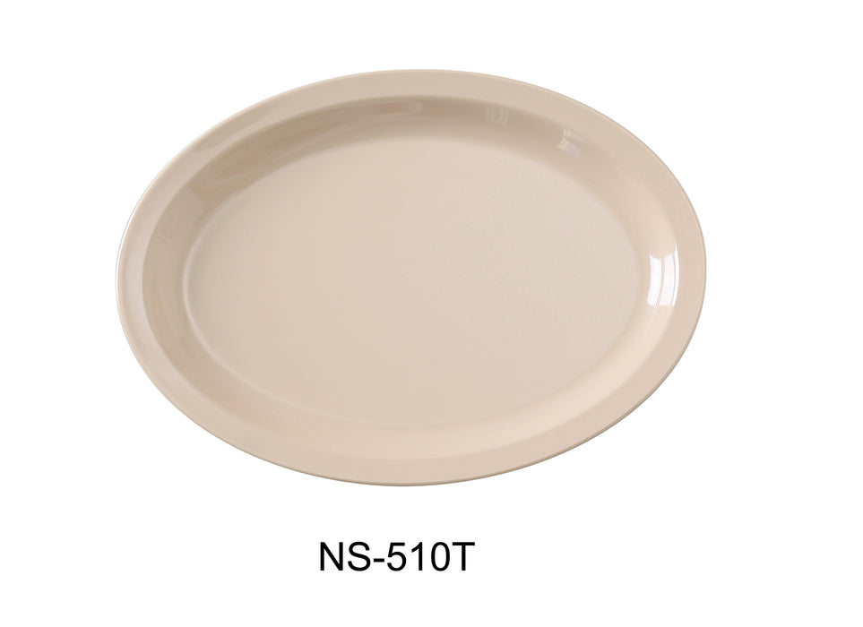 Yanco NS-510T Nessico Oval Platter with Narrow Rim, 9.75" Length, 6.75" Width, Melamine, Tan Color, Pack of 24