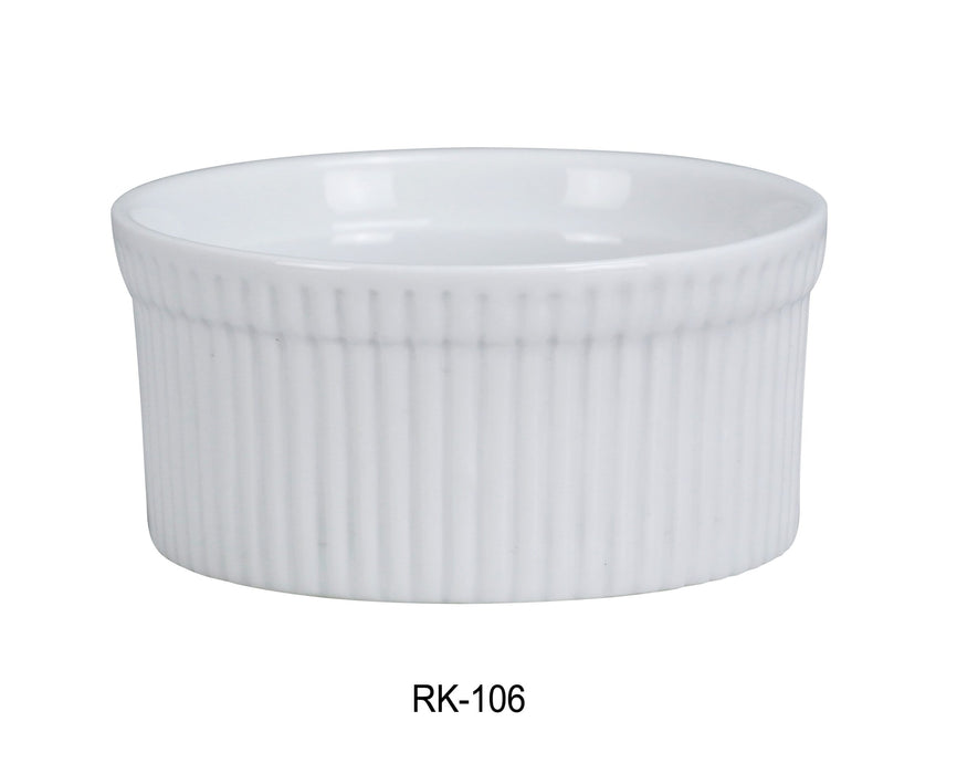 Yanco RK-106 Ramekin, Fluted, 6 oz Capacity, 3.5″ Diameter, 1.75″ Height, China, Super White Color, Pack of 36