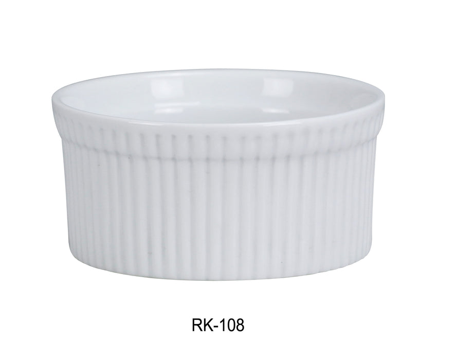 Yanco RK-108 Ramekin, Fluted, 8 oz Capacity, 4″ Diameter, 1.75″ Height, China, Super White Color, Pack of 36