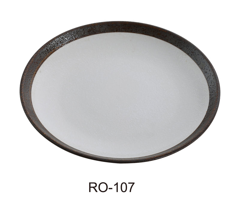 Yanco RO-107 ROCKEYE 7" Round Coupe Shape Plate, China, Two-Tone, White & Brown, Pack of 36