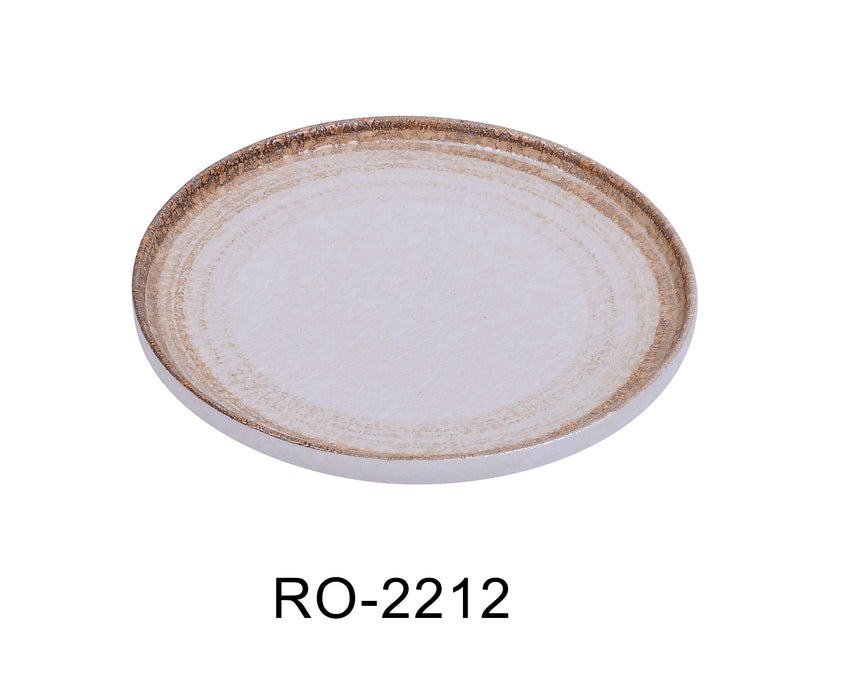 Yanco RO-2212 ROCKEYE-2 12" x 1 1/4" Round Plate, China, Two-Tone, White & Brown, Pack of 12