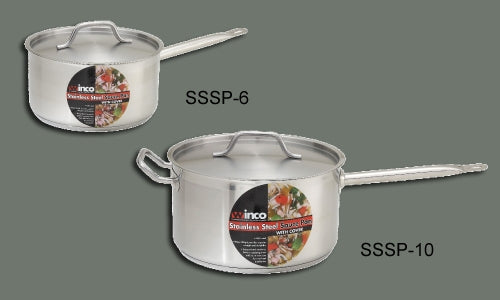 Winco SSSP-2 2 Qt. Induction-Ready Premium Stainless Steel Sauce Pan with  Cover