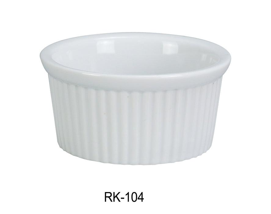 Yanco RK-104 Ramekin, Fluted, 4 oz Capacity, 3.25″ Diameter, 1.5″ Height, China, Super White Color, Pack of 48