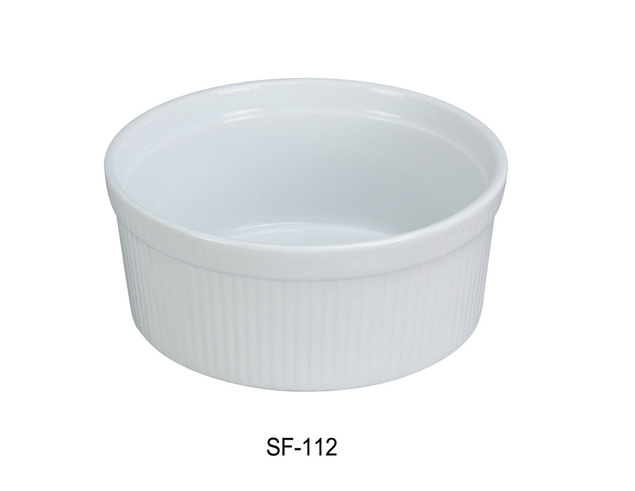 Yanco SF-112 Souffle Bowl, Fluted, 12 oz Capacity, 4.5″ Diameter, 2.25″ Height, China, Super White, Pack of 24