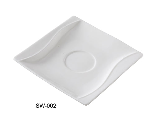 Yanco SW-002 Sea Wave 5.5″ Saucer, Square, China, Bone White