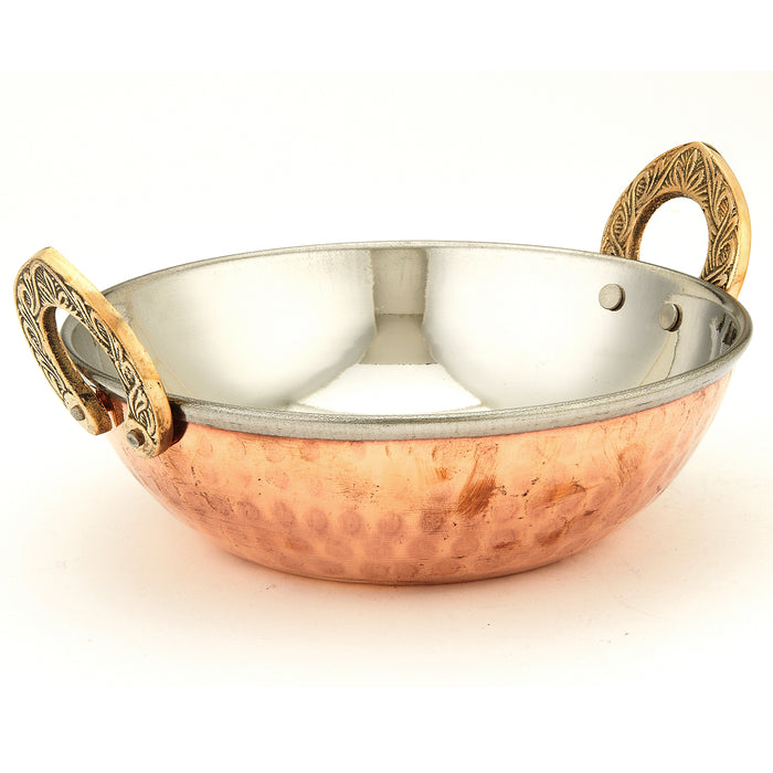 Copper stainless steel kadai serving bowls for restaurants