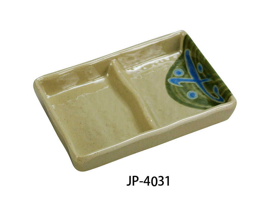 Yanco JP-4031 Japanese Divided Sauce Dish, Double, 5″ Length, 3.5″ Width, Melamine, Pack of 48