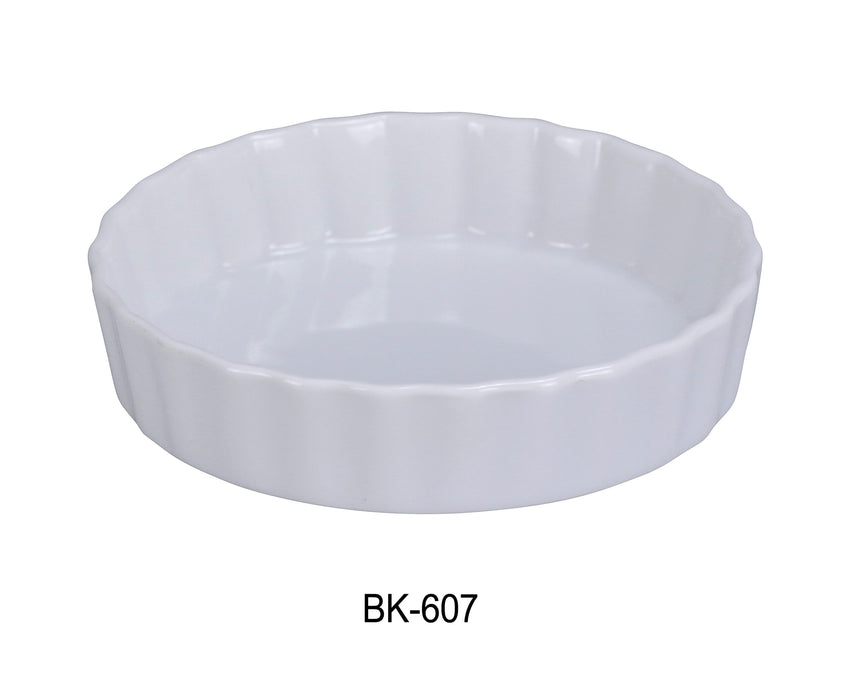 Yanco BK-607 Quiche Dish, 18 oz Capacity, 7″ Diameter, 1.15″ Height, China, Super White, Pack of 24