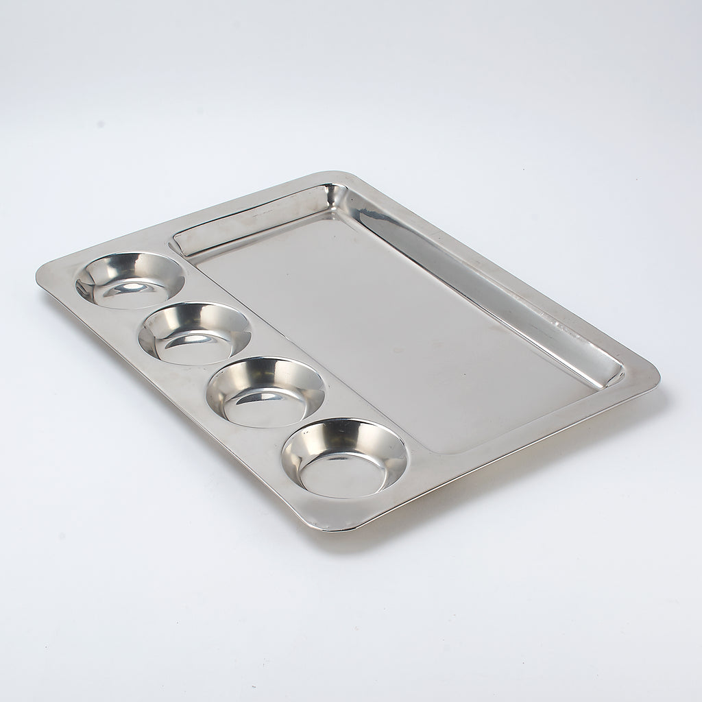 Stainless Steel Rectangular Dosa Compartment Tray / Thali with 4-Bowls —  Nishi Enterprise Inc