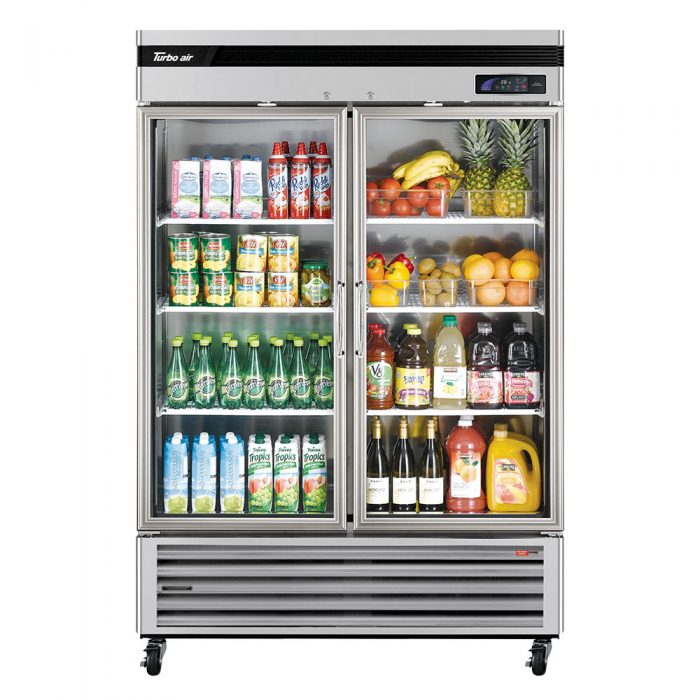 Turbo Air TSR-49GSD-N, Super Deluxe 2 Glass Doors Refrigerator, Bottom Mount