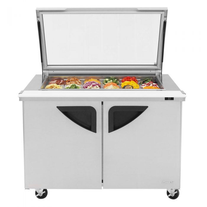 Turbo Air TST-48SD-18-N-GL, 2 Solid Doors Mega Top Unit w/ Glass Lid Refrigerated Sandwich Prep Table