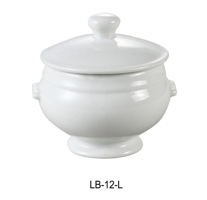 Yanco LB-12-L Bouillon Cup with Lid, 12 oz Capacity, 3.75″ Diameter Top, 3″ Height, China, Super White Color, Pack of 24